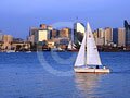 Sailboats and sailing regatta on San Diego bay
